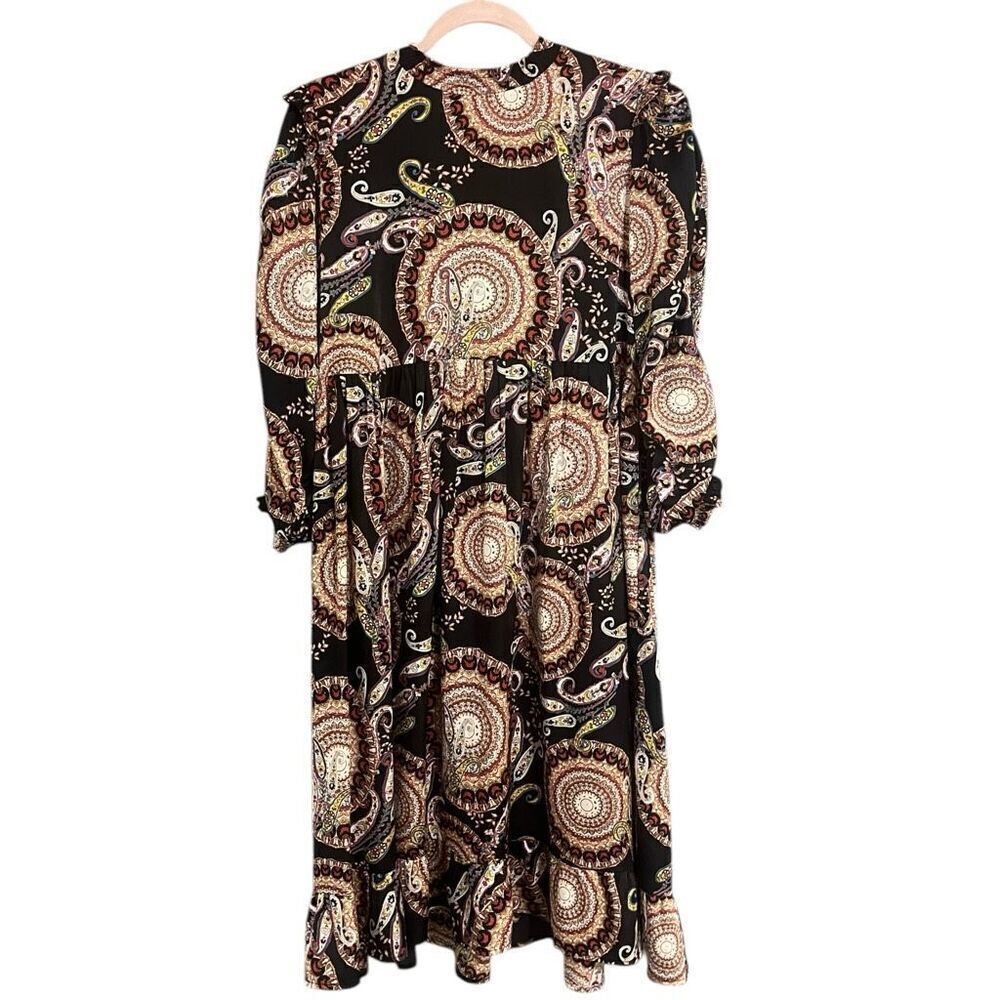 Exhibit Black Soho Paisley Plus Size Long Sleeve Boho Dress Sz 22 Boho Retro